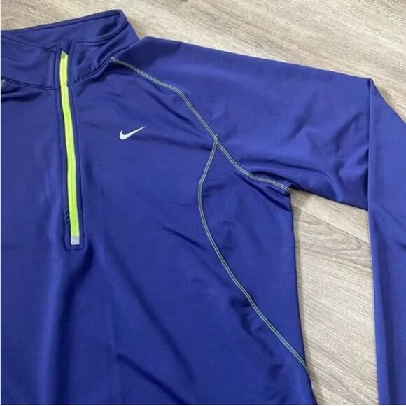 Nike - Dri Fit 1/2 Zip Running Pullover 438726-422 | Small: Purple Navy & Lime - Picture 5 of 15